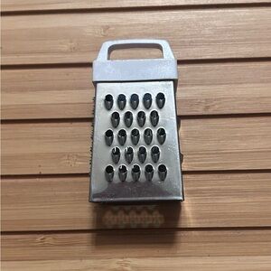 Miniature Metal Cheese Grater Decor With White Plastic Handle